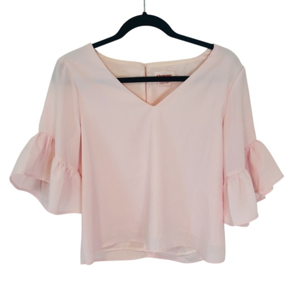 ShowPo Pink  pastel Flounce sleeve Blouse SZ 6 - Picture 2 of 10